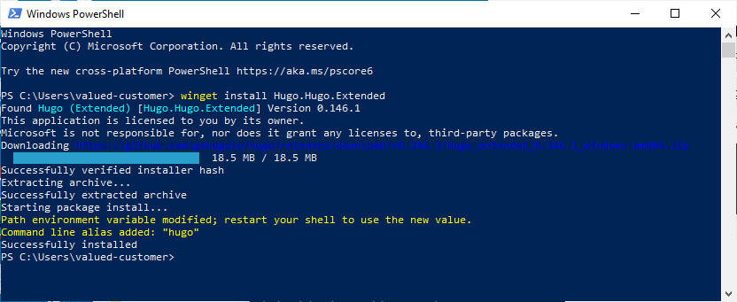 install-hugo-with-winget